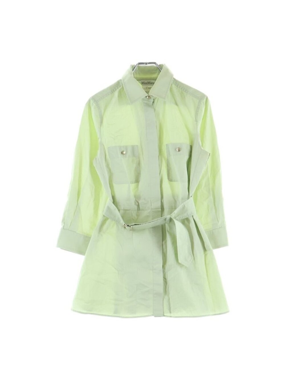 Max Mara Gold Button Back Pleated Shirt Blouse Green